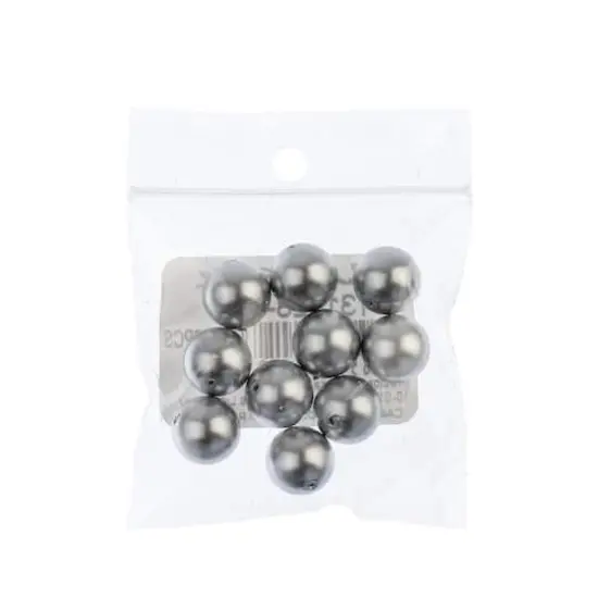 Preciosa Maxima 10mm Glass Nacre Pearls, 10ct. Light Grey {3}