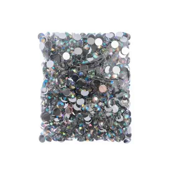John Bead 8mm Acrylic Round Flat Back Rhinestones, 1,000ct. Crystal AB {4}