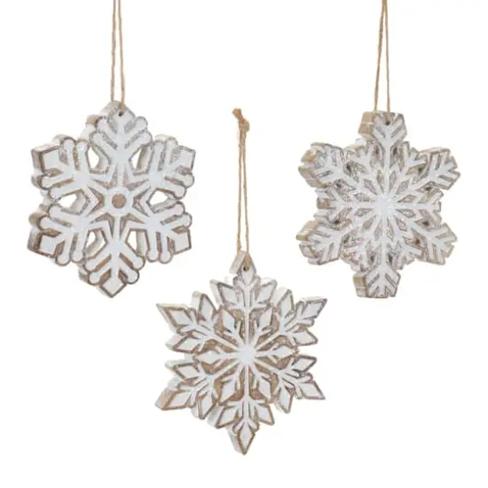 4.75" Glittered Snowflake Ornament Set {1}