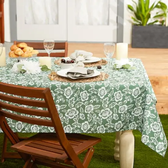 Artichoke GreenFloral Print Outdoor Tablecloth with Zipper, 60" x 84" {4}