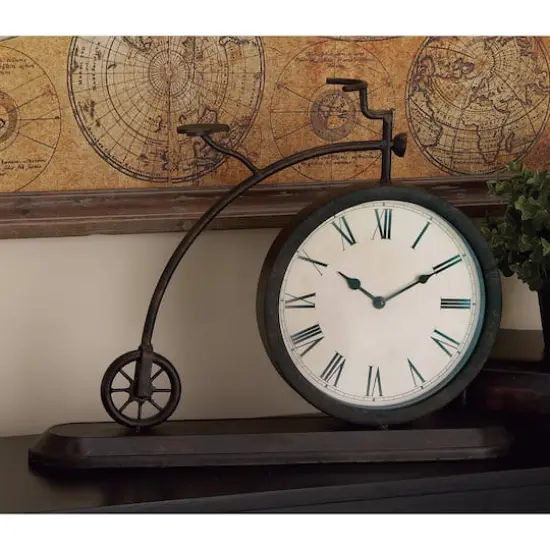 19" Black Metal Vintage Bicycle Clock {9}