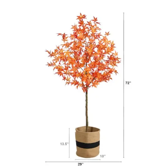 6ft. Artificial Autumn Maple Tree with Basket {4}