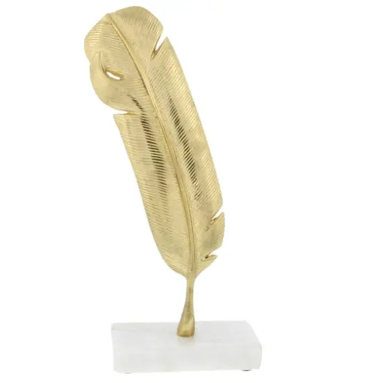 CosmoLiving by Cosmopolitan 12" Gold Aluminum Feather Sculpture {1}
