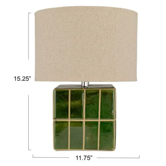 Hello Honey&reg; 15" Green & White Ceramic Table Lamp {11}