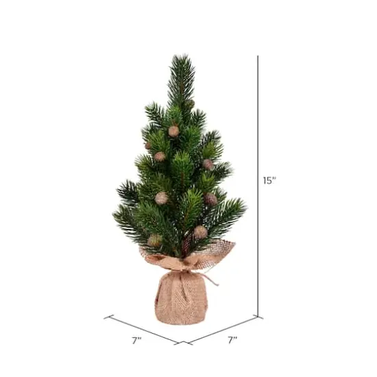 15" Unlit Spruce Sapling Artificial Christmas Tree Set {3}