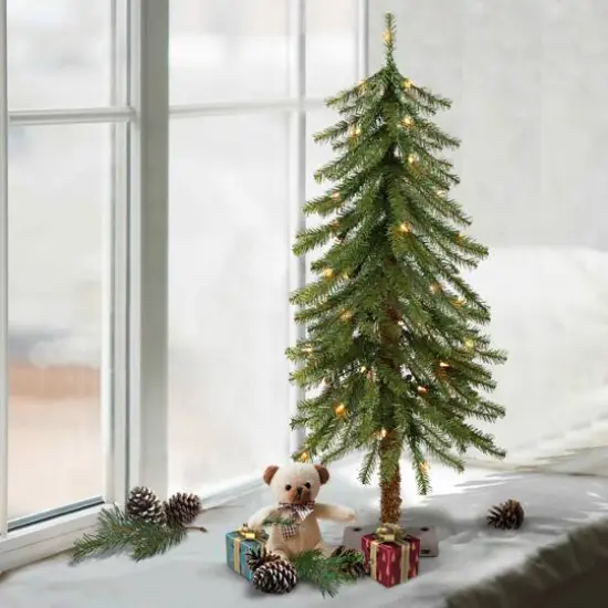 3ft. Pre-Lit Alpine Artificial Christmas Tree, Clear Lights {4}