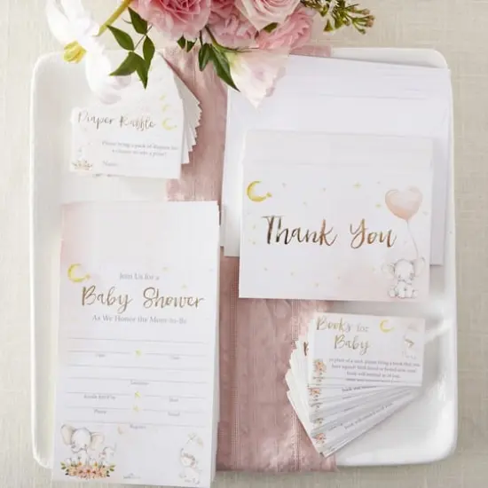 Kate Aspen&reg; Pink Elephant Baby Shower Invitation & Thank You Card Bundle {3}