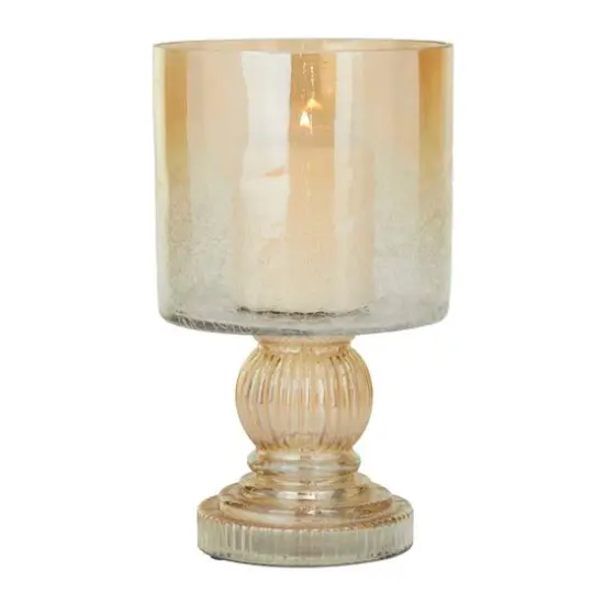 11" Brown Glass Traditional Hurricane Candle Holder {1}