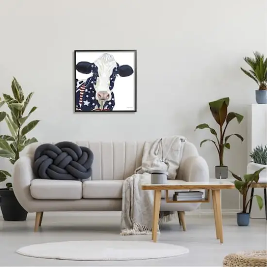 Stupell Industries Country Americana Cow Flag Pattern Framed Giclee Art Black {3}