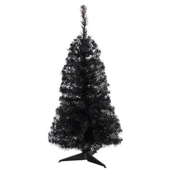 3ft. Pre-Lit Black Artificial Christmas Tree, Warm White LED Lights {4}