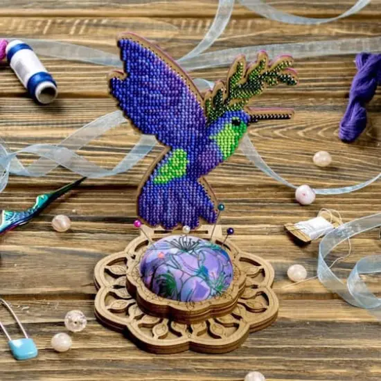 Wonderland Crafts Hummingbird Bead Embroidery on Wood Kit {3}