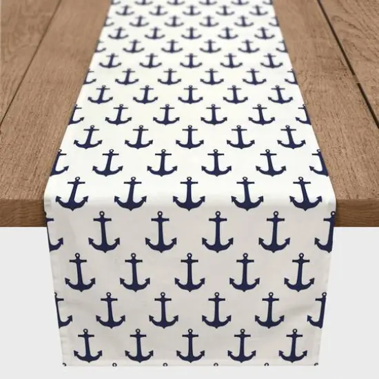 Anchors Indoor/Outdoor Table Runner Navy on White {4}