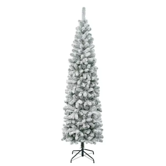 7.5ft. Unlit Acacia Pencil Slim Flocked Artificial Christmas Tree {1}