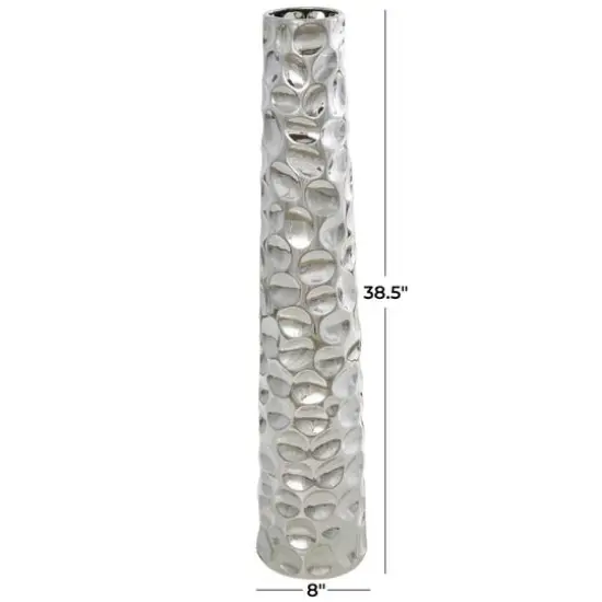 3ft. Silver Ceramic Geometric Bubble Vase with Concaved Circles {8}
