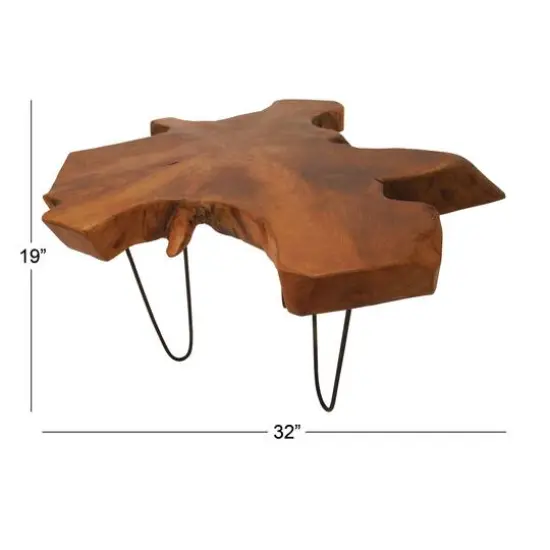 28" Brown Teak Contemporary Coffee Table {8}