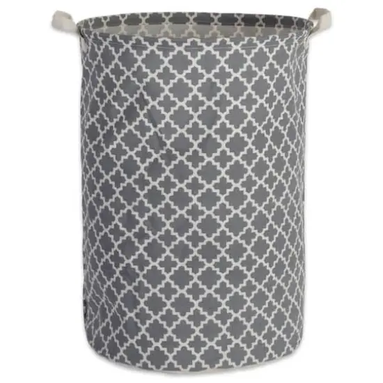 DII® Round Lattice PE-Coated Cotton Polyester Laundry Hamper Gray {1}