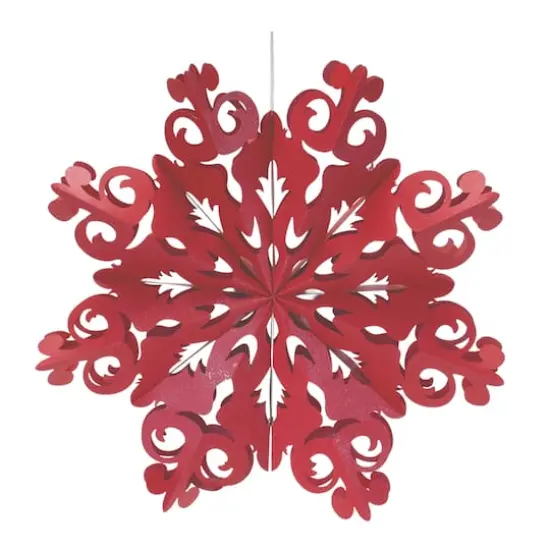 Red Paper Snowflake Ornament Set {4}