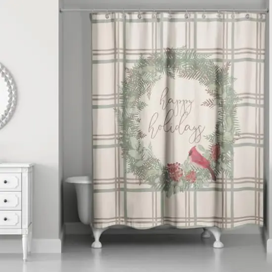 Happy Holidays Plaid Shower Curtain {1}
