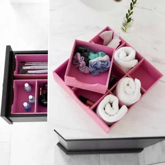 Household Essentials Square Drawer Organizers, 2ct. Pink {4}