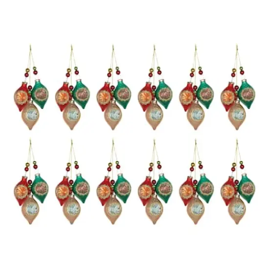 12ct. 10.5" Glass Reflector Ornament Drop Set {4}