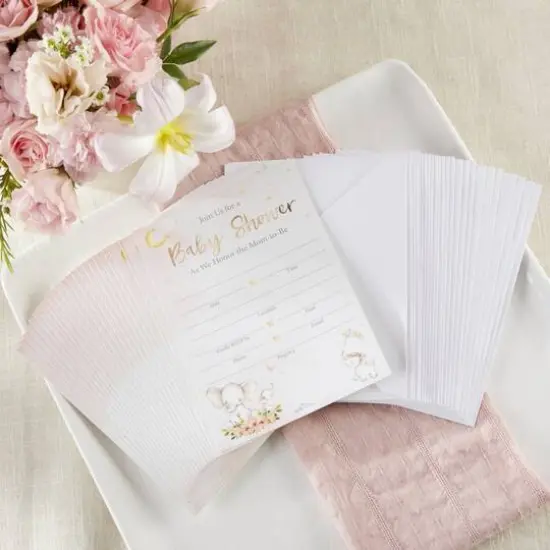 Kate Aspen&reg; Pink Elephant Baby Shower Invitation & Thank You Card Bundle {9}