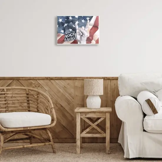 Stupell Industries Rock And Roll Hand And American Flag Design Wall Plaque Art {3}