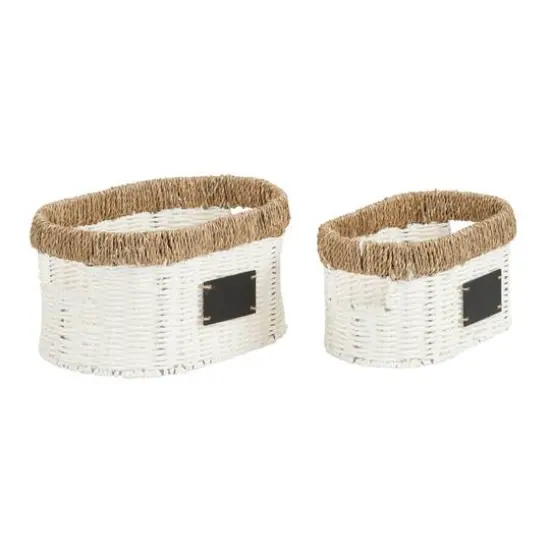 Household Essentials White Woven Oval Baskets, 2ct. {1}