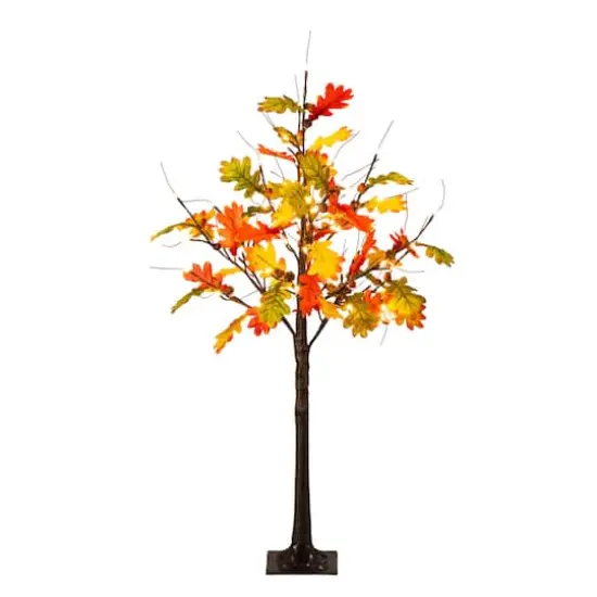4ft. Pre-Lit Autumn Maple Artificial Fall Tree with Pinecones, Acorns and 60 Warm White LED Lights {1}