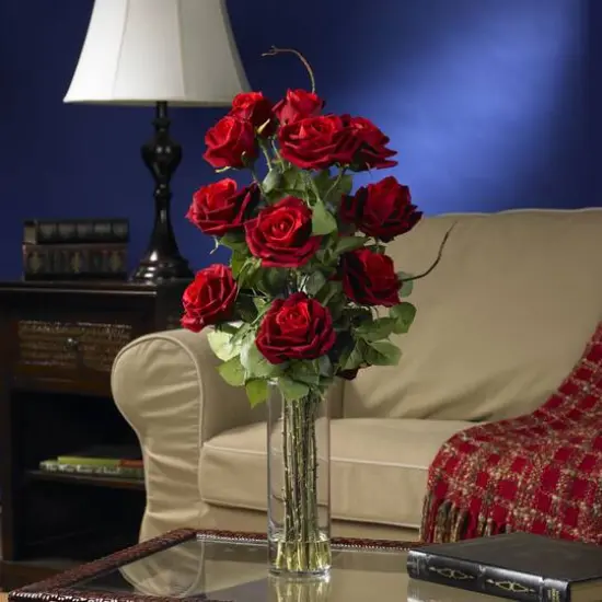 Roses with Cylinder Vase Silk Flower Arrangement {3}