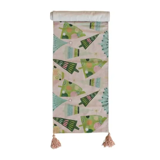 Hello Honey&reg; 72" Green & Blue Hand-Embroidered Christmas Tree Runner {4}