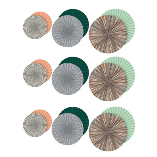 Teacher Created Resources Green, Pink, & Teal Hanging Paper Fans, 3 Packs of 3 {1}