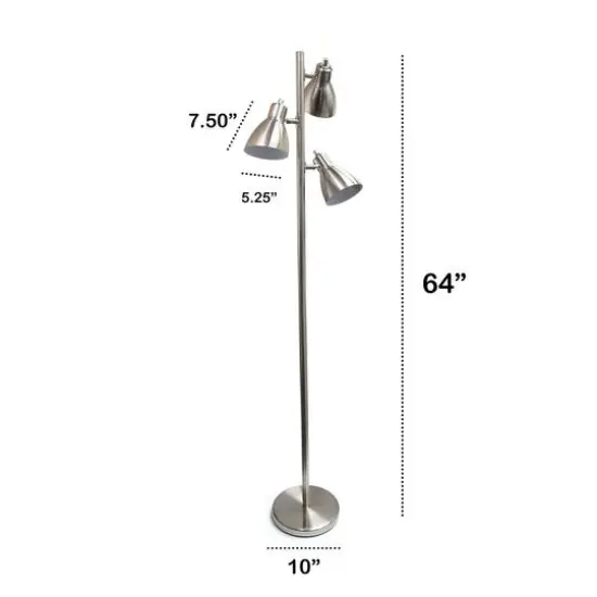 Creekwood Home Essentix 64" 3 Light Metal Tree Floor Lamp Brushed Nickel {4}