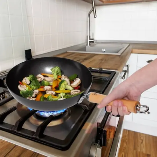 Joyce Chen 9.5" Carbon Steel Nonstick Stir Fry Pan with Birch Handle {5}