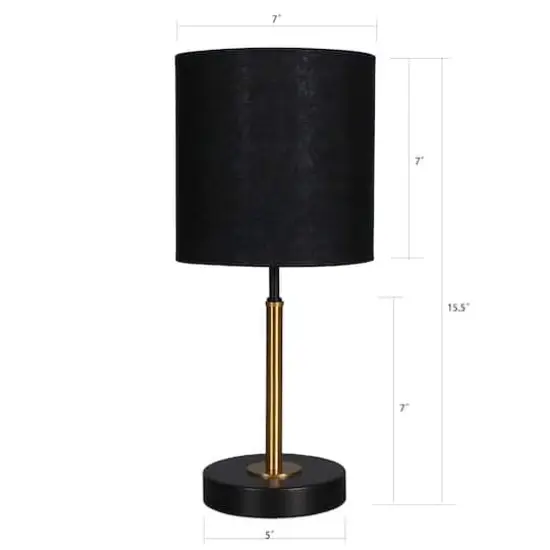 15.5" Gold & Black Metal Table Lamp with Black Fabric Shade by Ashland&reg; {5}