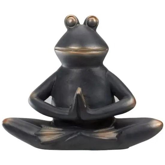 11" Yoga Frog in Sukhasana Position Outdoor Garden Statue {1}