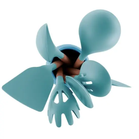 MegaChef Light Teal Silicone & Wood Cooking Utensils Set, 9ct. {6}