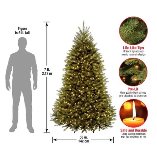 7ft. Pre-Lit PowerConnect&trade; Dunhill&reg; Fir Tree Artificial Christmas Tree, Clear Lights {5}