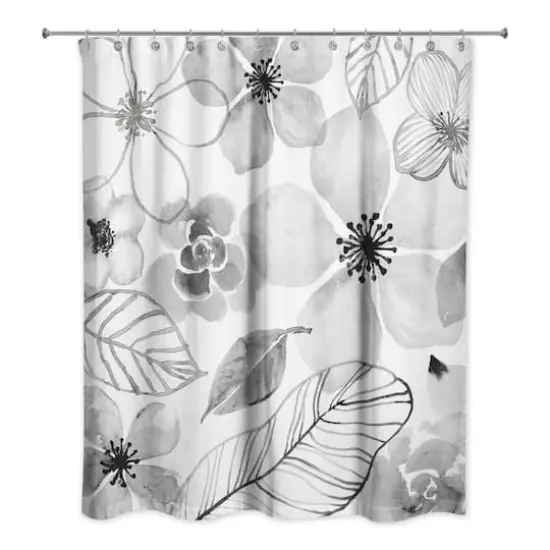 Watercolor Flowers Shower Curtain Gray {1}
