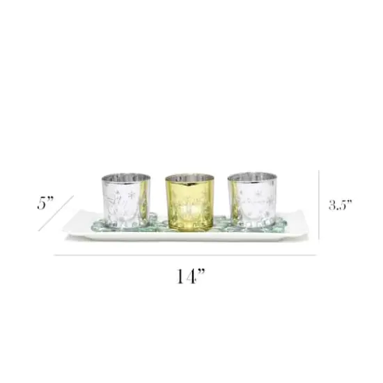 Elegant Designs&trade; Silver and Gold Winter Wonderland Candle Set {4}
