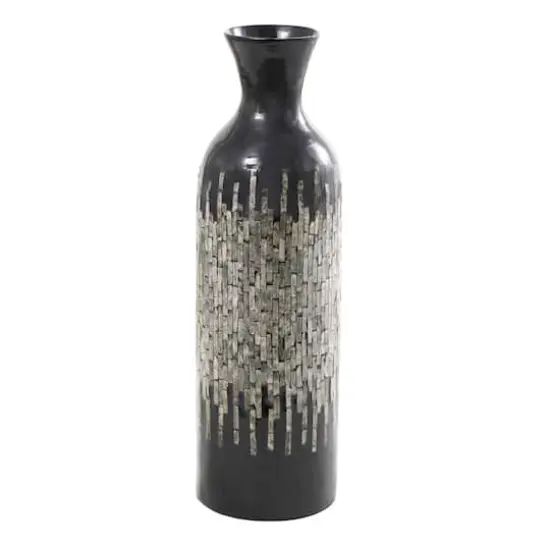 27" Black Capiz Shell Handmade Vase with Gray Ombre Design {1}