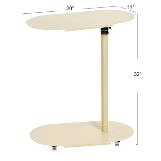 Hello Honey&reg; Modern Adjustable C-Shaped End Table Cream {8}