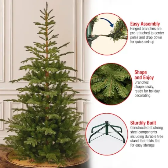 7.5ft. Unlit Feel Real&reg; Hinged Norwegian Spruce Slim Artificial Christmas Tree {7}