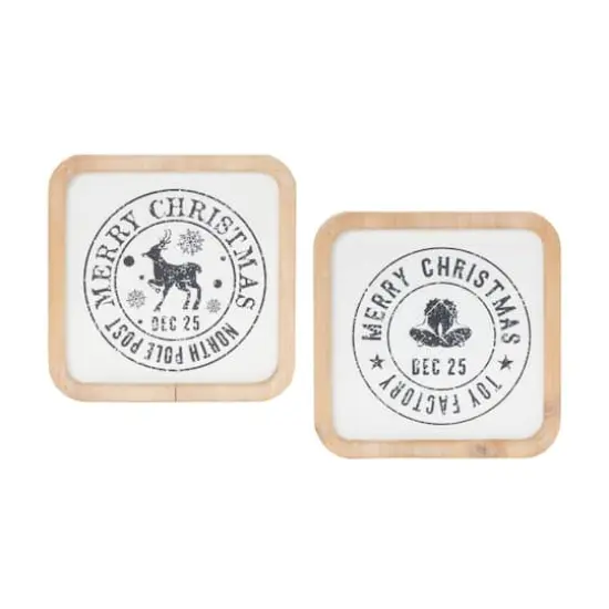 Reindeer & Bells Holiday Mail Stamp Plaque Hanging Wall D&eacute;cor Set {1}