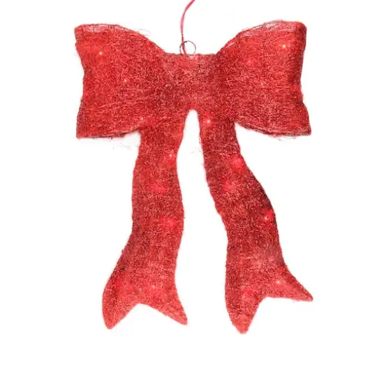 24" Sparkling Red Lighted Bow Christmas Outdoor Decoration {1}