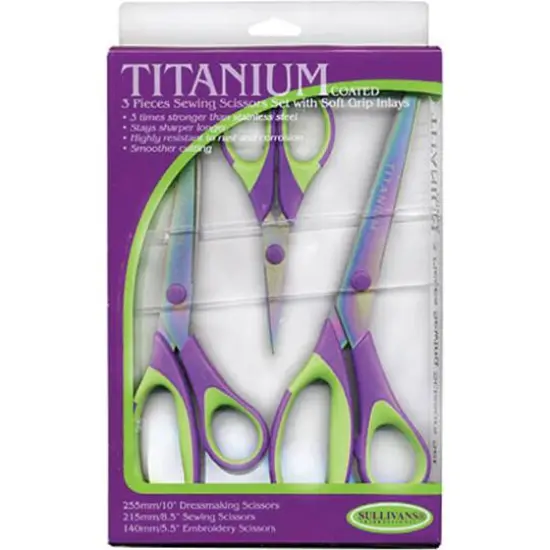 Sullivans Purple & Green Titanium Scissors Set, 3ct. {1}
