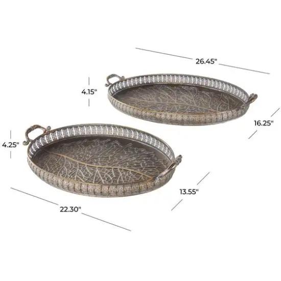 Brass Tree Patterned Tray Set {11}