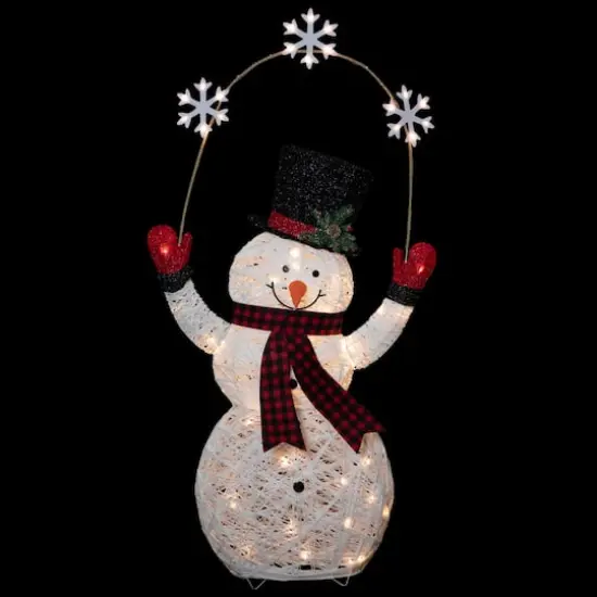 5ft. LED Snowman Holding Snowflakes Outdoor Christmas Decoration {4}