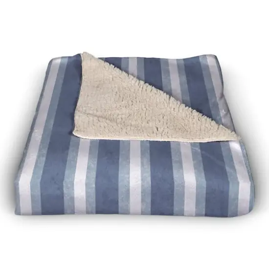 Blue Stripes Sherpa Fleece Blanket {3}