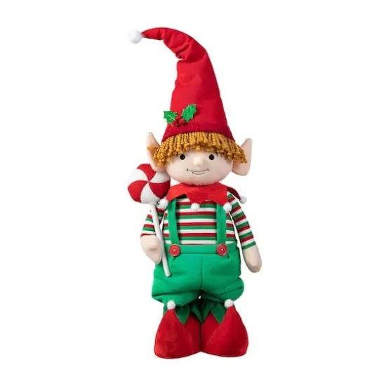 Glitzhome® 39" Telescopic Christmas Elf Boy Standing Décor {7}
