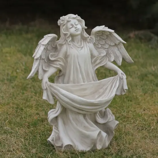 18.5" Serene Angel Bird Feeder Outdoor Garden Statue {4}
